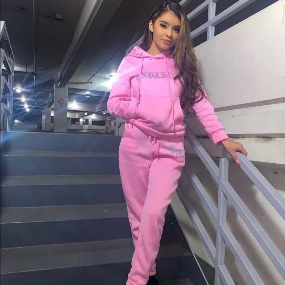 Pink diamond hoodie set